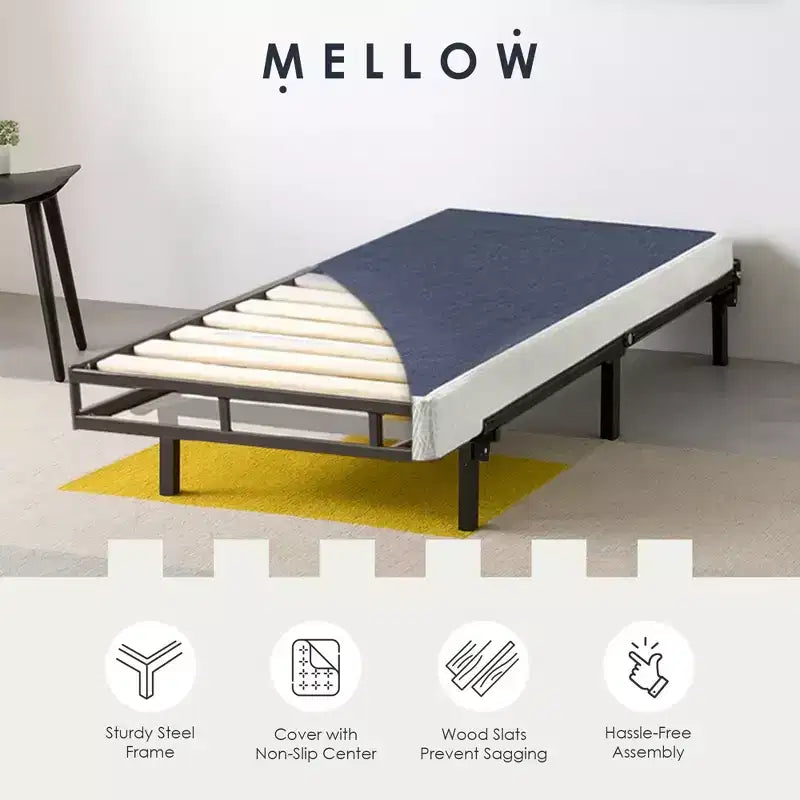 Matelas Best Price Sommier en métal 4 po avec cadre robuste en acier, format lit simple, bleu