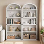 Bibliothèque 5 étagères, bibliothèque arquée 182 cm, étagère de rangement style ferme, étagères en bois pour bureau, salon