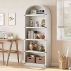 Bibliothèque 5 étagères, bibliothèque arquée 182 cm, étagère de rangement style ferme, étagères en bois pour bureau, salon