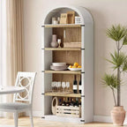 Bibliothèque 5 étagères, bibliothèque arquée 182 cm, étagère de rangement style ferme, étagères en bois pour bureau, salon