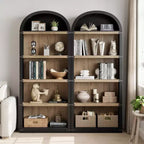 Bibliothèque 5 étagères, bibliothèque arquée 182 cm, étagère de rangement style ferme, étagères en bois pour bureau, salon