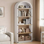 Bibliothèque 5 étagères, bibliothèque arquée 182 cm, étagère de rangement style ferme, étagères en bois pour bureau, salon