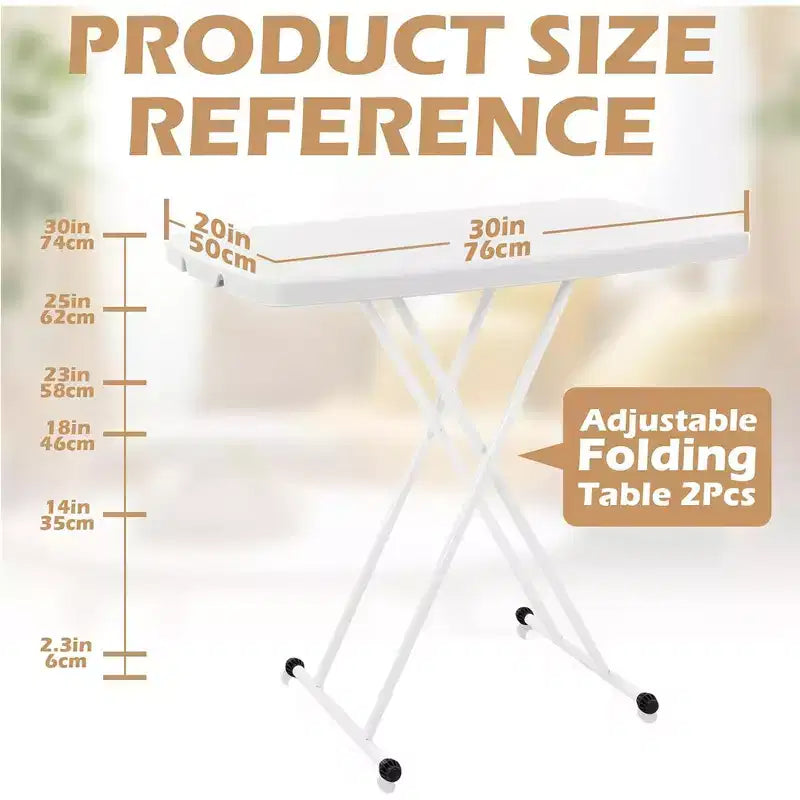 Table Pliante 30" - Bureau Réglable en Hauteur avec Pieds Métalliques, Table Pliante pour Studio, Camping & Jeux