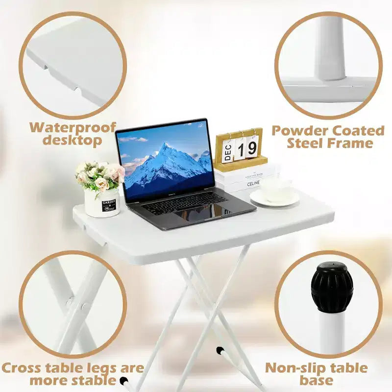 Table Pliante 30" - Bureau Réglable en Hauteur avec Pieds Métalliques, Table Pliante pour Studio, Camping & Jeux
