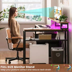 Besiost Bureau d'angle en L de 57 pouces avec station de charge, table d'ordinateur d'angle avec tiroirs de classement et étagères de rangement