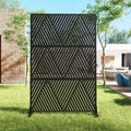 72 H47W Dovelina Black Privacy Screen Decorative Garden Fence with Triangle Pattern