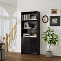 6-tier bookcase, 71-inch high bookcase with 3-tier shelves, storage cabinet with doors and 3 drawers for home office, living room, bedroom