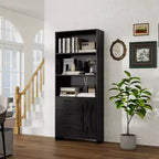 6-tier bookcase, 71-inch high bookcase with 3-tier shelves, storage cabinet with doors and 3 drawers for home office, living room, bedroom