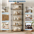 Étagère, bibliothèque à 6 niveaux, étagère d'angle de rangement de style industriel, autoportante, adaptée pour la chambre à coucher, le bureau à domicile, la cuisine, le salon