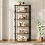 Étagère, bibliothèque à 6 niveaux, étagère d'angle de rangement de style industriel, autoportante, adaptée pour la chambre à coucher, le bureau à domicile, la cuisine, le salon