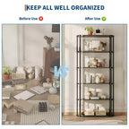 Étagère, bibliothèque à 6 niveaux, étagère d'angle de rangement de style industriel, autoportante, adaptée pour la chambre à coucher, le bureau à domicile, la cuisine, le salon