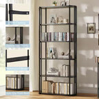 Étagère, bibliothèque à 6 niveaux, étagère d'angle de rangement de style industriel, autoportante, adaptée pour la chambre à coucher, le bureau à domicile, la cuisine, le salon