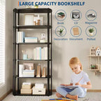Étagère, bibliothèque à 6 niveaux, étagère d'angle de rangement de style industriel, autoportante, adaptée pour la chambre à coucher, le bureau à domicile, la cuisine, le salon