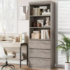Bibliothèque de 70 pouces, meuble de rangement en bois avec trois tiroirs pour salon, bureau, cuisine, bureau à domicile