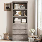 Bibliothèque de 70 pouces, meuble de rangement en bois avec trois tiroirs pour salon, bureau, cuisine, bureau à domicile