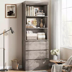 Bibliothèque de 70 pouces, meuble de rangement en bois avec trois tiroirs pour salon, bureau, cuisine, bureau à domicile