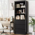 Bibliothèque de 70 pouces, meuble de rangement en bois avec trois tiroirs pour salon, bureau, cuisine, bureau à domicile