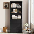 Bibliothèque de 70 pouces, meuble de rangement en bois avec trois tiroirs pour salon, bureau, cuisine, bureau à domicile