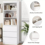 Bibliothèque de 70 pouces, meuble de rangement en bois avec trois tiroirs pour salon, bureau, cuisine, bureau à domicile