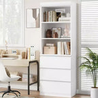 Bibliothèque de 70 pouces, meuble de rangement en bois avec trois tiroirs pour salon, bureau, cuisine, bureau à domicile
