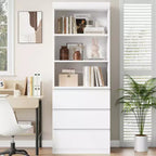 Bibliothèque de 70 pouces, meuble de rangement en bois avec trois tiroirs pour salon, bureau, cuisine, bureau à domicile
