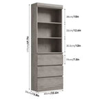 Bibliothèque de 70 pouces, meuble de rangement en bois avec trois tiroirs pour salon, bureau, cuisine, bureau à domicile