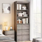 Bibliothèque de 70 pouces, meuble de rangement en bois avec trois tiroirs pour salon, bureau, cuisine, bureau à domicile