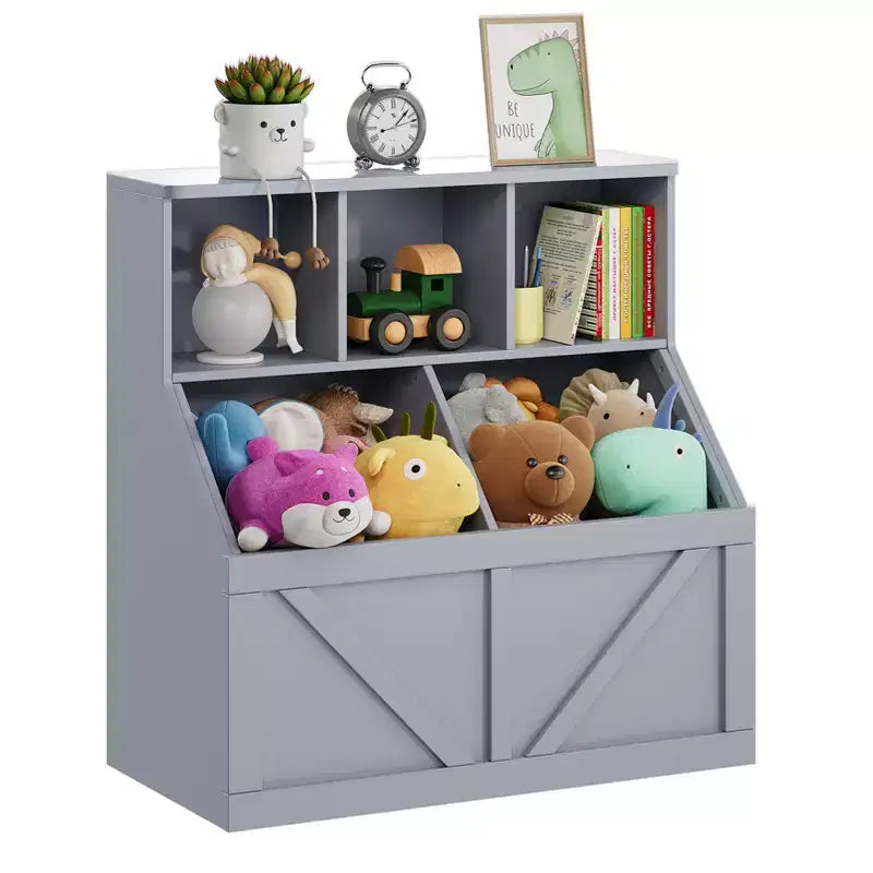 Étagère à livres pour enfants, boîte de rangement de jouets pour enfants, armoire de rangement de jouets avec étagère à livres, convient pour salle de jeux, chambre à coucher, chambre d'enfant, salle de classe