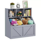 Étagère à livres pour enfants, boîte de rangement de jouets pour enfants, armoire de rangement de jouets avec étagère à livres, convient pour salle de jeux, chambre à coucher, chambre d'enfant, salle de classe