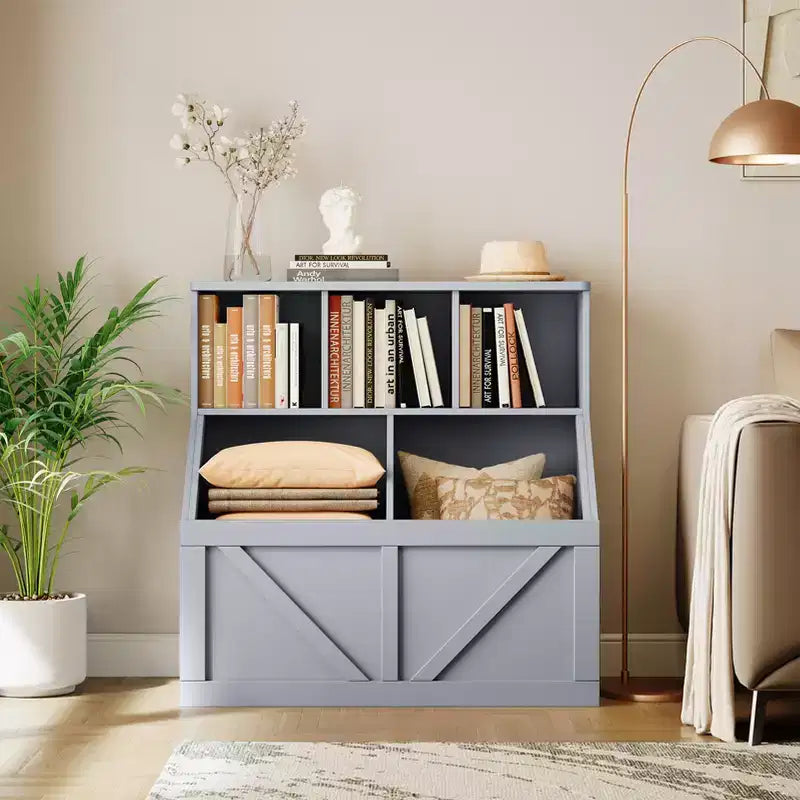 Étagère à livres pour enfants, boîte de rangement de jouets pour enfants, armoire de rangement de jouets avec étagère à livres, convient pour salle de jeux, chambre à coucher, chambre d'enfant, salle de classe
