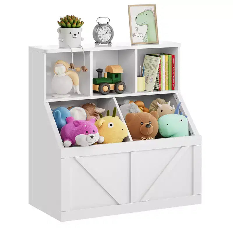 Étagère à livres pour enfants, boîte de rangement de jouets pour enfants, armoire de rangement de jouets avec étagère à livres, convient pour salle de jeux, chambre à coucher, chambre d'enfant, salle de classe