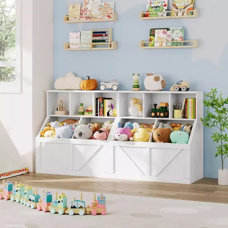 Étagère à livres pour enfants, boîte de rangement de jouets pour enfants, armoire de rangement de jouets avec étagère à livres, convient pour salle de jeux, chambre à coucher, chambre d'enfant, salle de classe