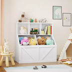 Étagère à livres pour enfants, boîte de rangement de jouets pour enfants, armoire de rangement de jouets avec étagère à livres, convient pour salle de jeux, chambre à coucher, chambre d'enfant, salle de classe