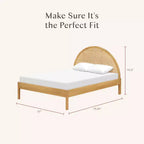 Lit double en rotin Babyletto Bondi - Miel avec rotin naturel