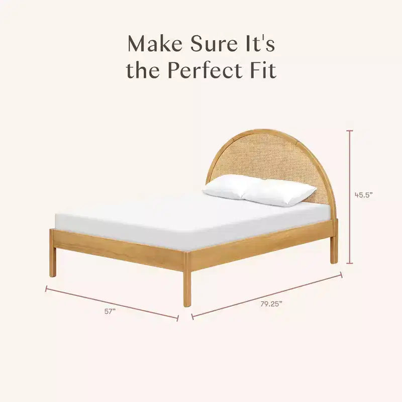 Lit double en rotin Babyletto Bondi - Miel avec rotin naturel