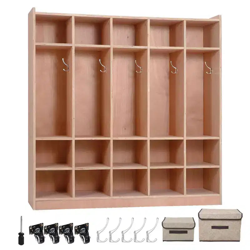 Vestiaire de classe avec casiers, Organisateur de rangement à 15 casiers avec ancrages anti-basculement pour l'école et la maison