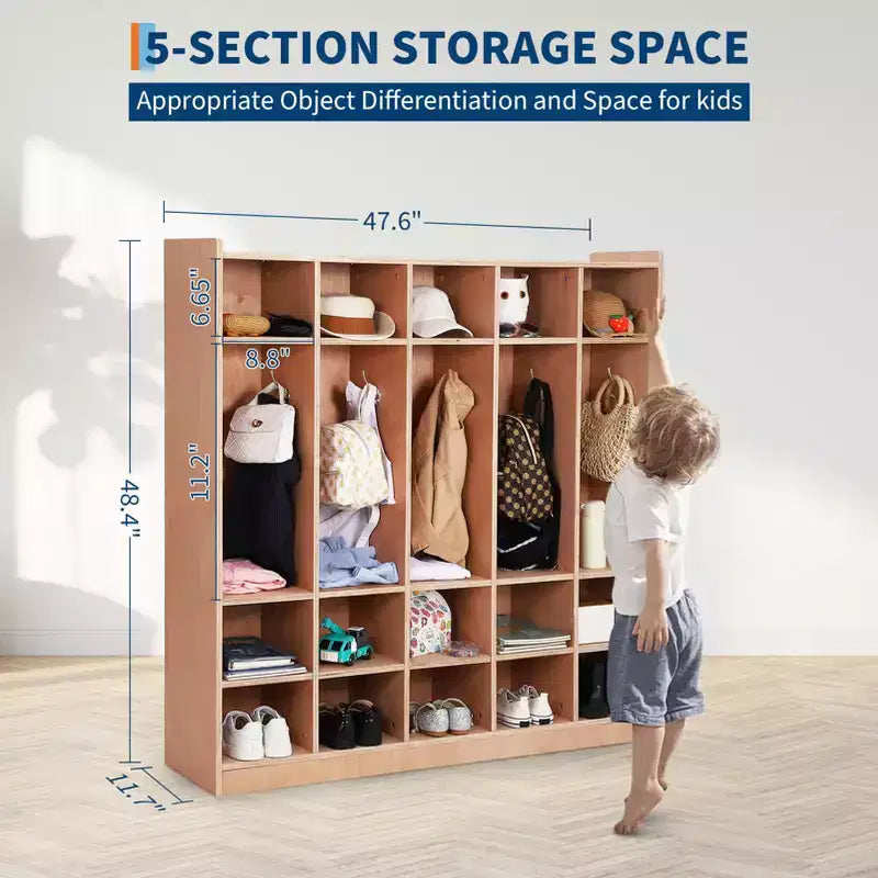 Vestiaire de classe avec casiers, Organisateur de rangement à 15 casiers avec ancrages anti-basculement pour l'école et la maison