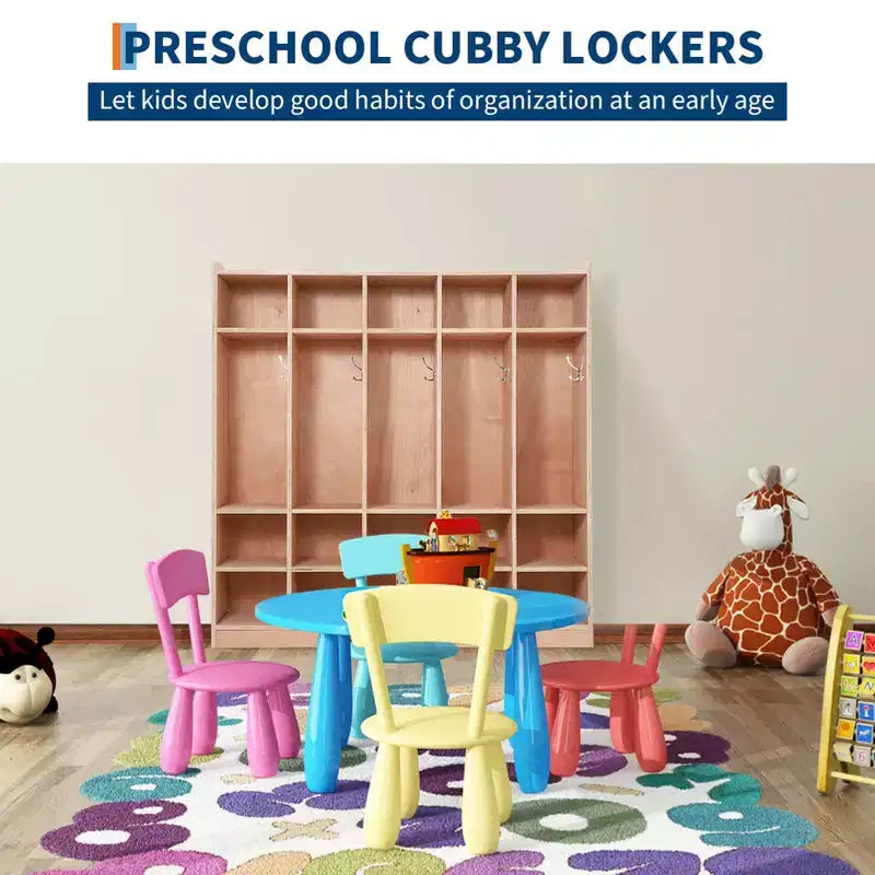 Vestiaire de classe avec casiers, Organisateur de rangement à 15 casiers avec ancrages anti-basculement pour l'école et la maison