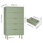 Commode à 5 tiroirs pour chambre à coucher, commode cannelée avec poignées, meuble de rangement pour chambre à coucher, salon, couloir
