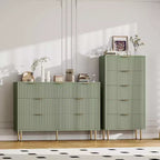Commode à 5 tiroirs pour chambre à coucher, commode cannelée avec poignées, meuble de rangement pour chambre à coucher, salon, couloir