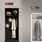 Porte-manteau d'entrée 4 en 1 avec banc et rangement à chaussures - Meuble d'entrée de 188 cm de hauteur avec étagère supérieure et 4 crochets métalliques, organisateur de placard porte-manteau