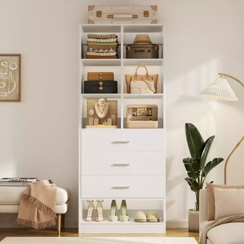 Besiost Freestanding Closet system with 6 Shelves and Drawers