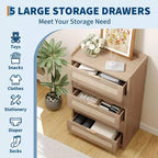 Commode Bohème à 5 Tiroirs, Coffre en Rotin et Bois avec Texture Naturelle pour Chambre à Coucher, Chambre d'Enfant ou Rangement de Salon