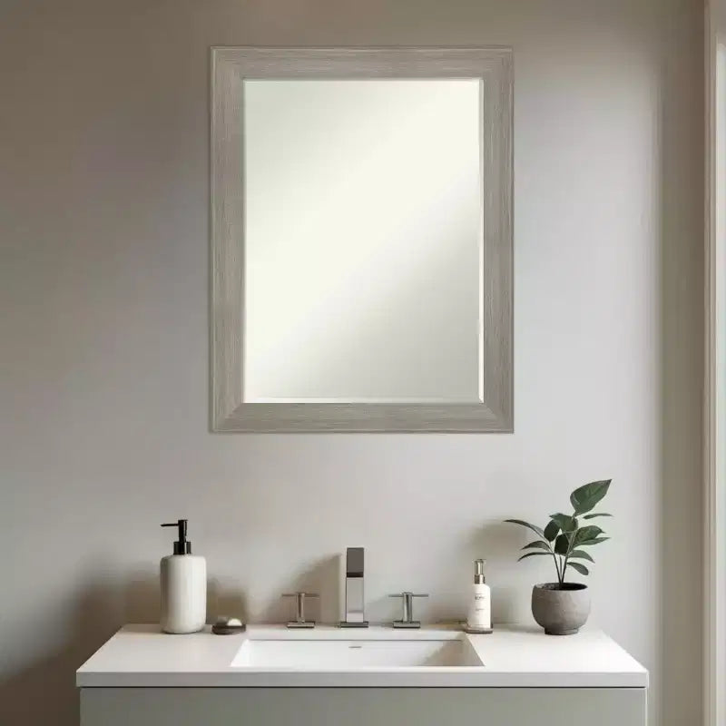 Miroir Mural de Salle de Bain Encadré Amanti Art Grand à Biseau Étroit d'un Demi-Pouce