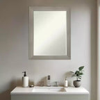 Miroir Mural de Salle de Bain Encadré Amanti Art Grand à Biseau Étroit d'un Demi-Pouce