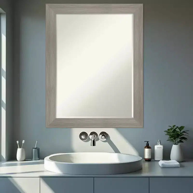 Miroir Mural de Salle de Bain Encadré Amanti Art Grand à Biseau Étroit d'un Demi-Pouce