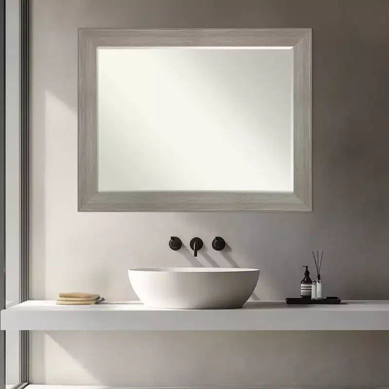 Miroir Mural de Salle de Bain Encadré Amanti Art Grand à Biseau Étroit d'un Demi-Pouce