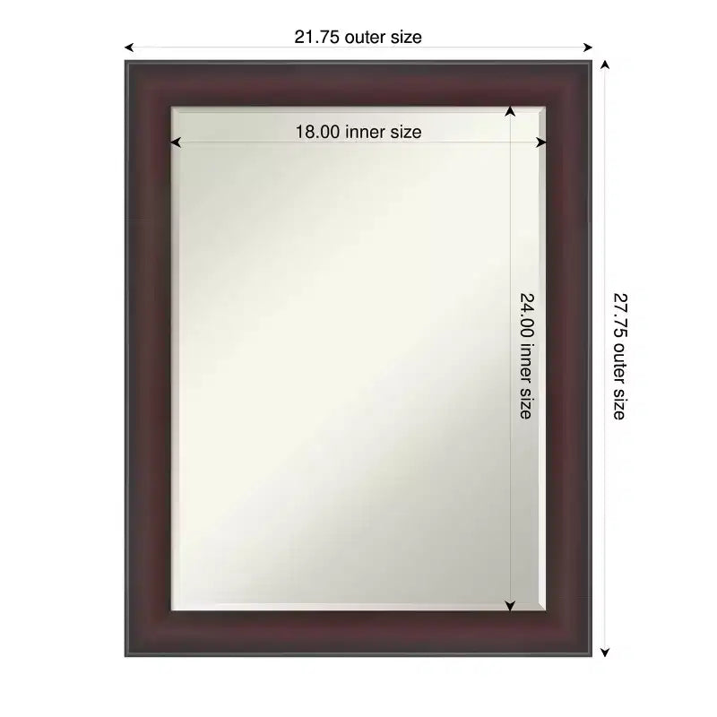 Miroir Mural de Salle de Bain Encadré Amanti Art Grand à Biseau Étroit d'un Demi-Pouce