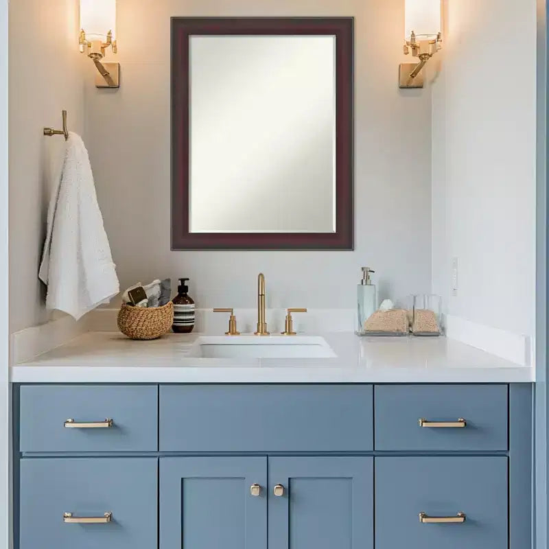 Miroir Mural de Salle de Bain Encadré Amanti Art Grand à Biseau Étroit d'un Demi-Pouce