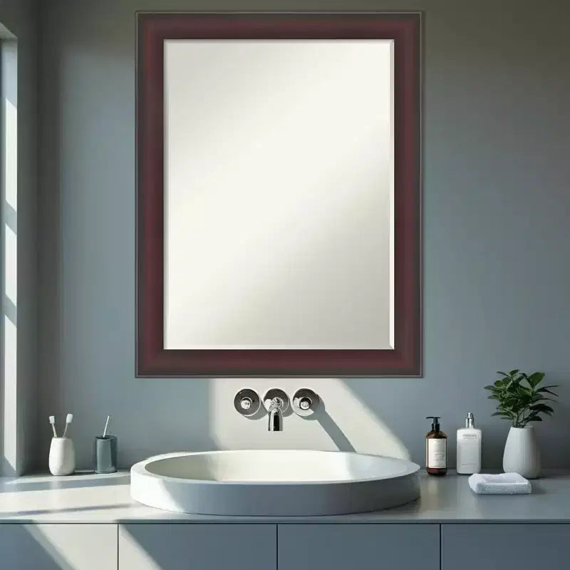 Miroir Mural de Salle de Bain Encadré Amanti Art Grand à Biseau Étroit d'un Demi-Pouce
